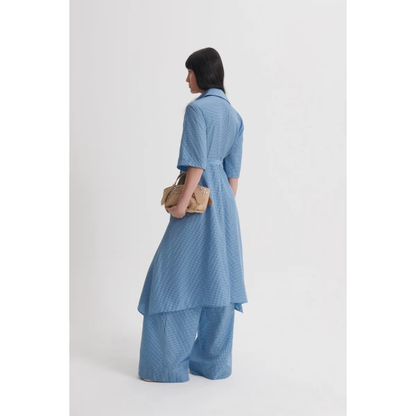 Scanlan Theodore Gingham Dress in Blue | Midi Dresses | Coveti