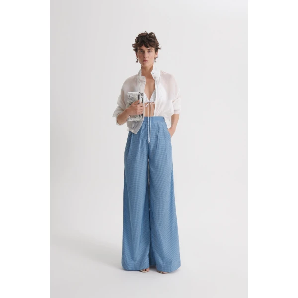 Scanlan Theodore Gingham Pleat Trouser in Blue | Pants | Coveti