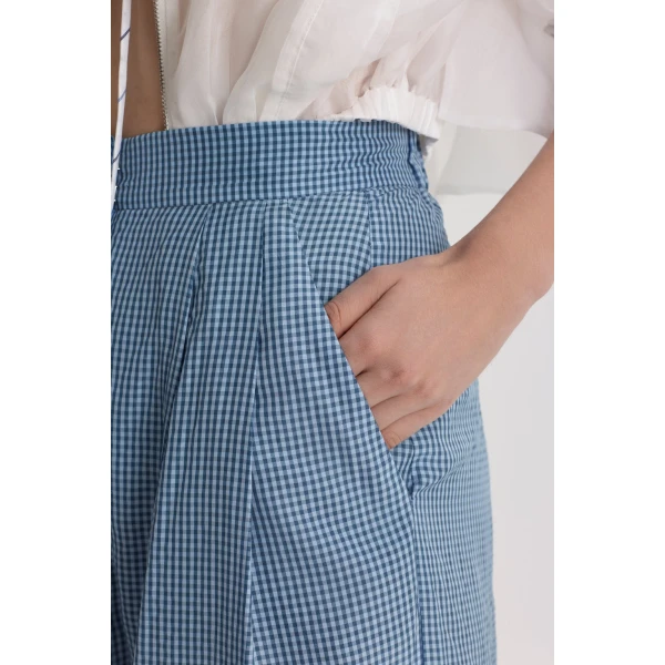 Scanlan Theodore Gingham Pleat Trouser in Blue | Pants | Coveti