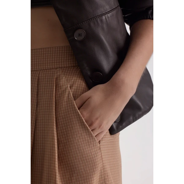 Scanlan Theodore Gingham Pleat Trouser in Honey | Pants | Coveti