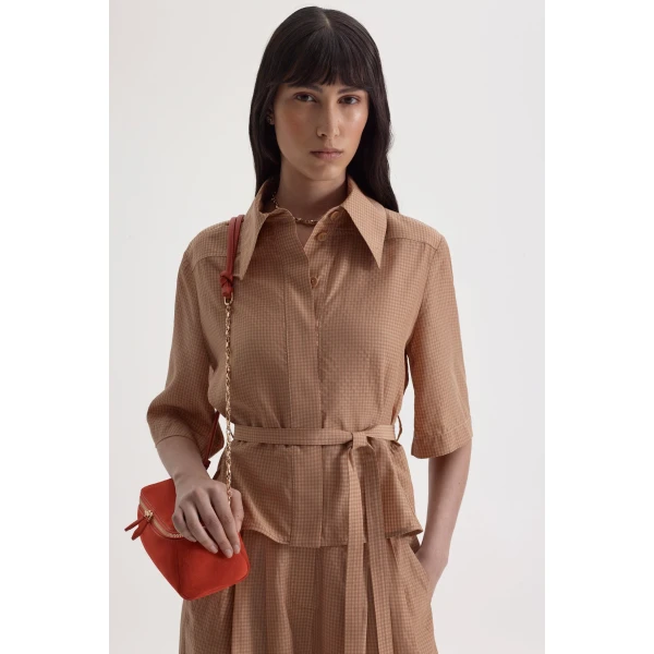Scanlan Theodore Gingham Shirt in Honey | Tops | Coveti