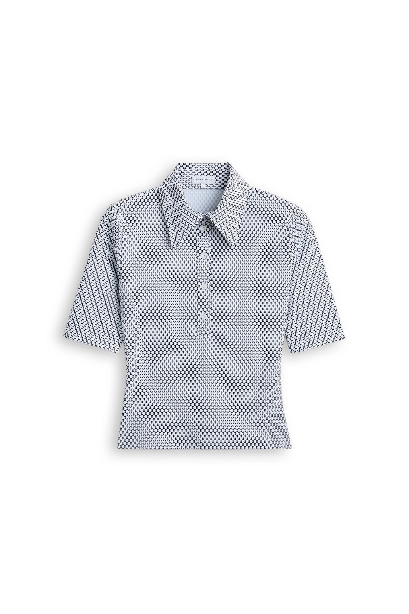 Scanlan Theodore Italian Chain Print Shirt in White Navy Scanlan Theodore Italian Chain Print Shirt in White Navy | Tops | Coveti