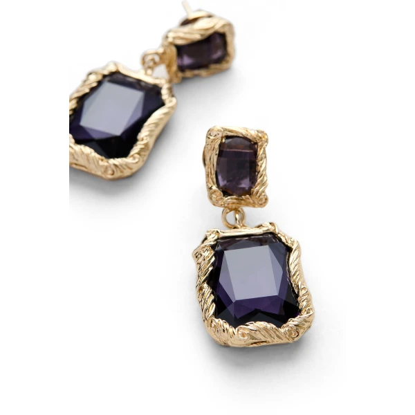 Scanlan Theodore Italian Crystal Drop Earrings in Purple Velvet | Earrings | Coveti