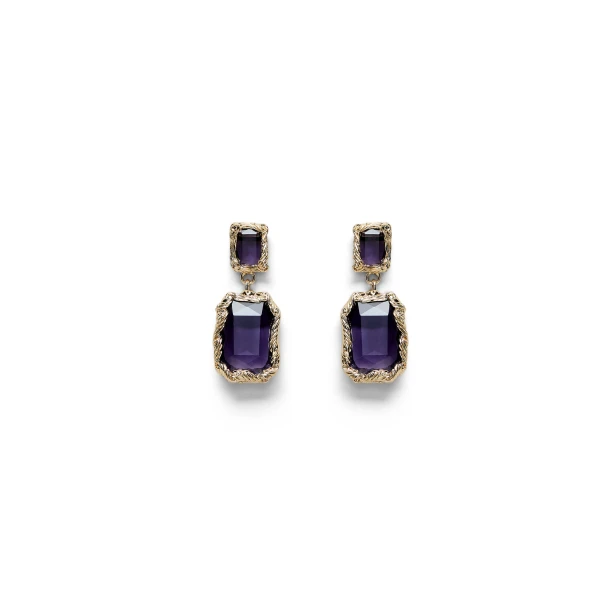 Scanlan Theodore Italian Crystal Drop Earrings in Purple Velvet | Earrings | Coveti