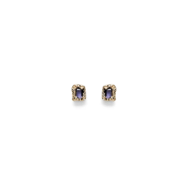 Scanlan Theodore Italian Crystal Studs in Purple Velvet | Earrings | Coveti