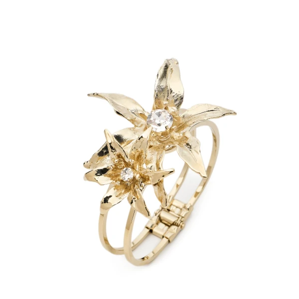 Scanlan Theodore Italian Lily Cuff in Light Gold Crystal | Cuffs | Coveti