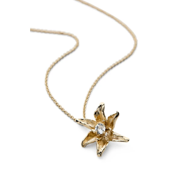 Scanlan Theodore Italian Lily Pendant Necklace in Light Gold Crystal | Necklace | Coveti
