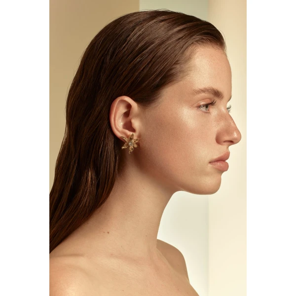 Scanlan Theodore Italian Lily Studs in Light Gold Crystal | Earrings | Coveti