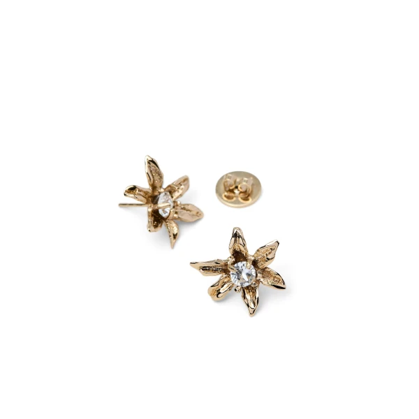 Scanlan Theodore Italian Lily Studs in Light Gold Crystal | Earrings | Coveti