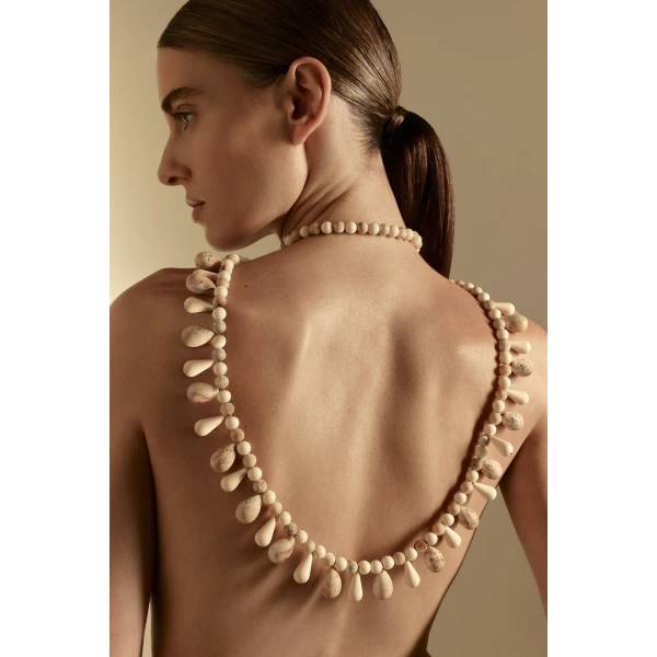 Scanlan Theodore Italian Resin Drop Necklace in Shell | Necklace | Coveti