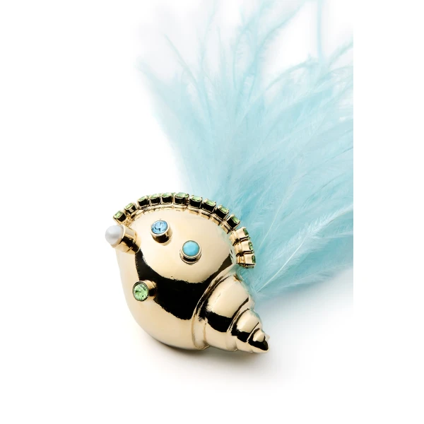 Scanlan Theodore Italian Shell Brooch in Light Gold