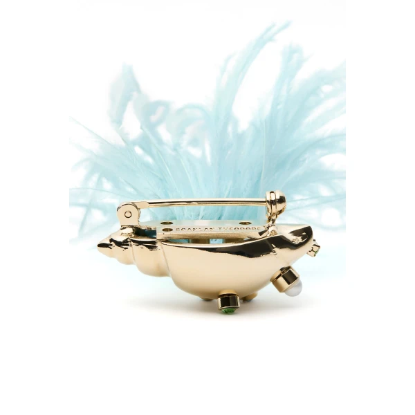 Scanlan Theodore Italian Shell Brooch in Light Gold