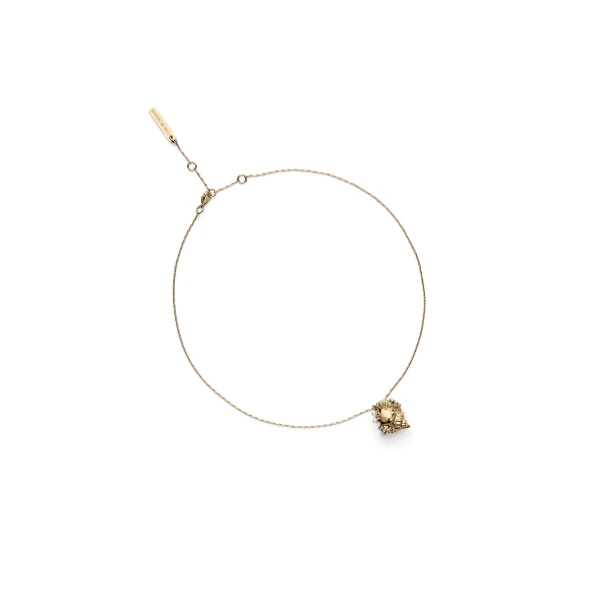 Italian Shell Pendant Necklace in Light Gold