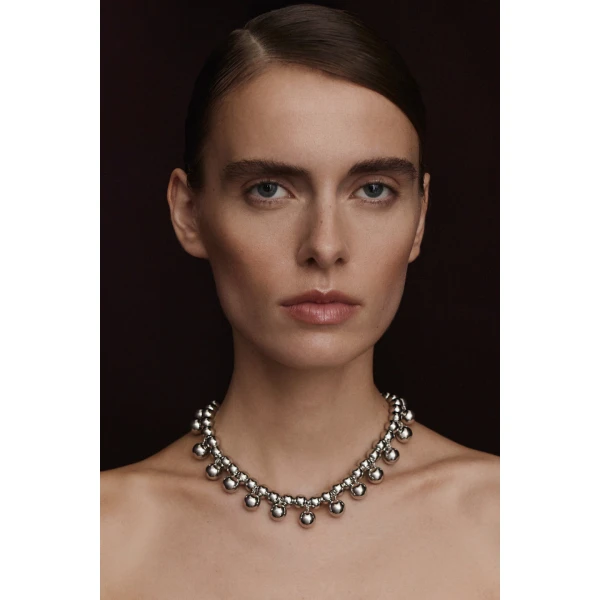 Scanlan Theodore Italian Sphere Drop Choker in Silver | Necklace | Coveti