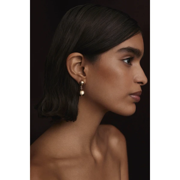Scanlan Theodore Italian Sphere Drop Earrings in Light Gold | Earrings | Coveti