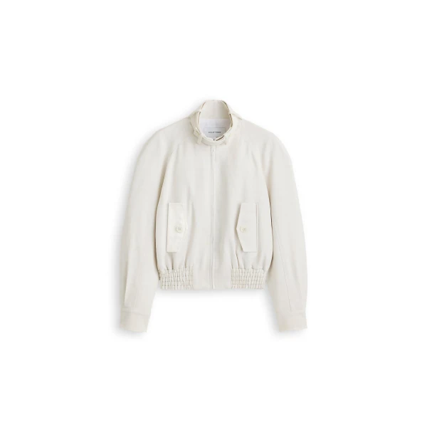 Italian Textured Bomber in Off White