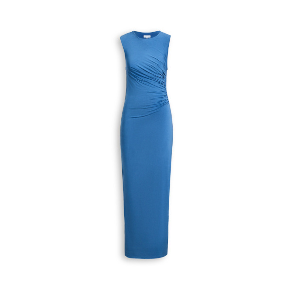 Scanlan Theodore Knit Draped Dress in Indigo | Maxi Dresses | Coveti