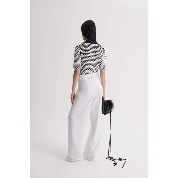 Scanlan Theodore Knit Shell Stitch Shirt in Black White | Tops | Coveti