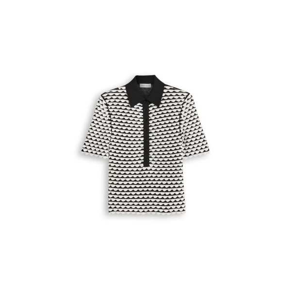 Scanlan Theodore Knit Shell Stitch Shirt in Black White | Tops | Coveti