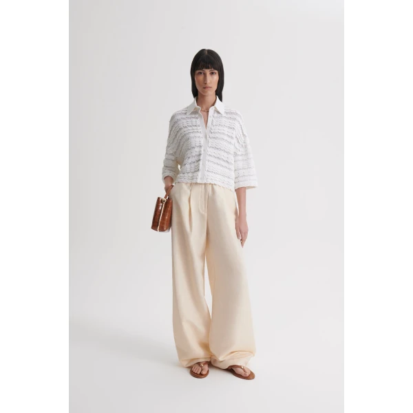 Scanlan Theodore Lace Knit Shirt in White | Tops | Coveti