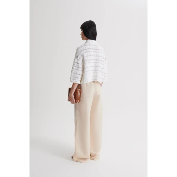 Scanlan Theodore Lace Knit Shirt in White | Tops | Coveti