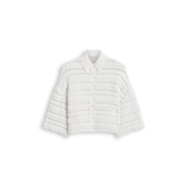 Scanlan Theodore Lace Knit Shirt in White | Tops | Coveti