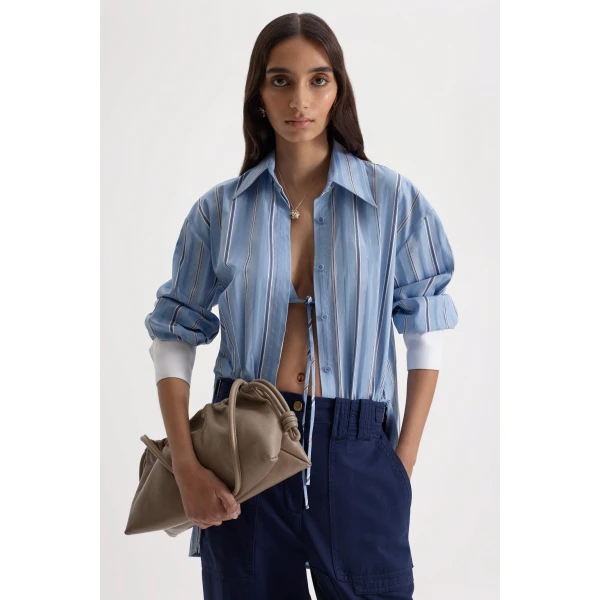 Scanlan Theodore Linen Cotton Cropped Cargo in Marine | Pants | Coveti