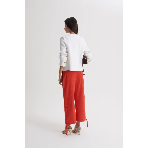 Scanlan Theodore Linen Cotton Cropped Cargo in Red | Pants | Coveti