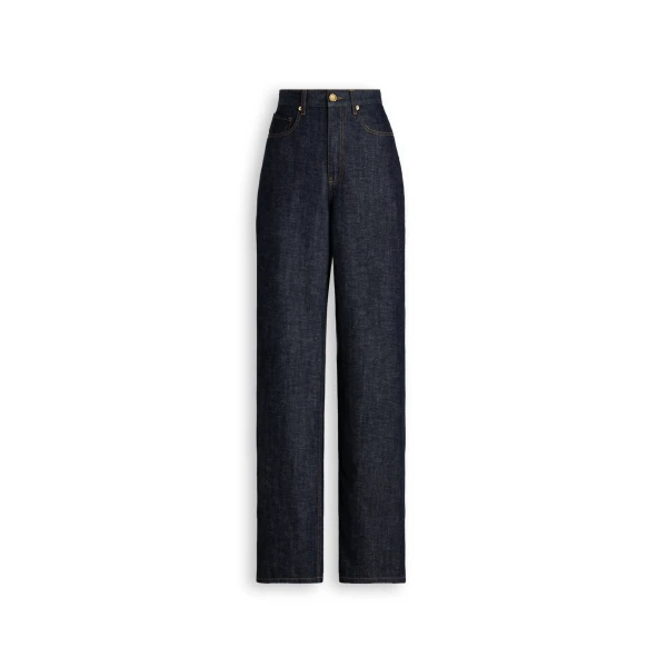 Scanlan Theodore Linen Cotton Drape Leg Jean in Indigo