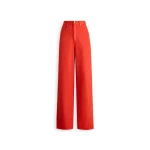 Scanlan Theodore Linen Cotton Drape Leg Jean in Red | Denim | Coveti