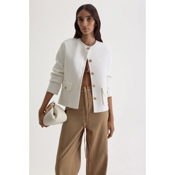 Scanlan Theodore Linen Cotton Drape Leg Jean in Sandstone | Denim | Coveti