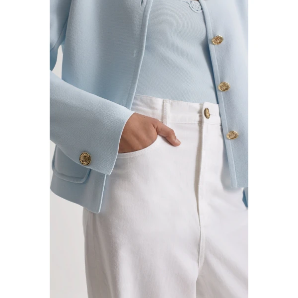 Scanlan Theodore Linen Cotton Drape Leg Jean in White