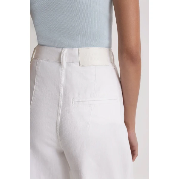Scanlan Theodore Linen Cotton Drape Leg Jean in White