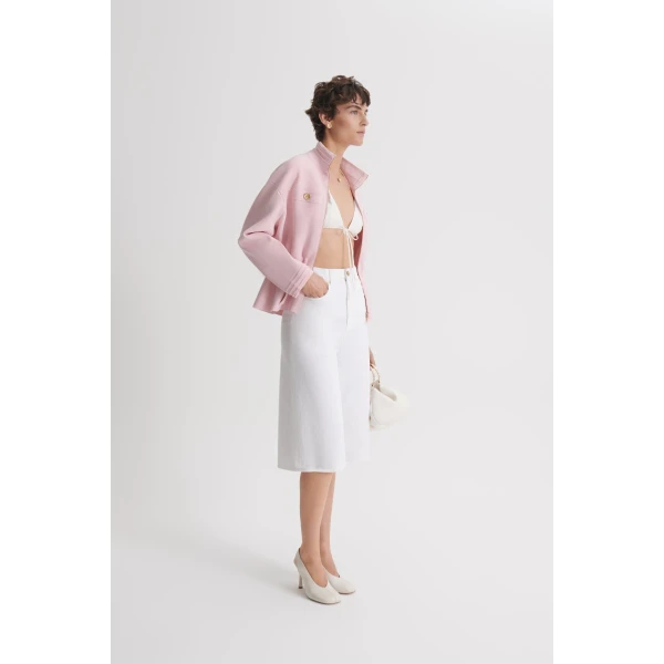 Scanlan Theodore Linen Cotton Drape Leg Short in White | Shorts | Coveti