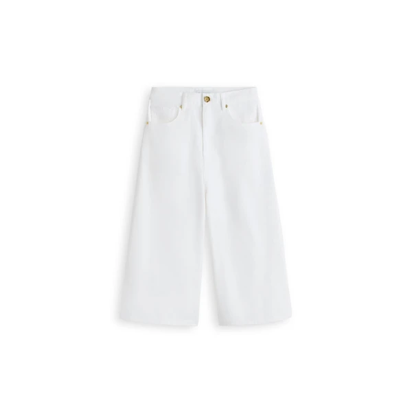 Linen Cotton Drape Leg Short in White
