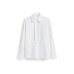 Scanlan Theodore Linen Cotton Ruffle Shirt in White