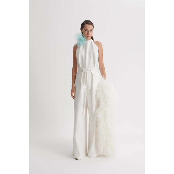 Scanlan Theodore Linen Pleat Tie Trouser in Off White | Pants | Coveti
