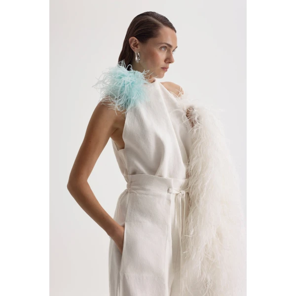 Scanlan Theodore Linen Pleat Tie Trouser in Off White | Pants | Coveti