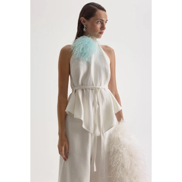 Scanlan Theodore Linen Sleeveless Top in Off White | Tops | Coveti