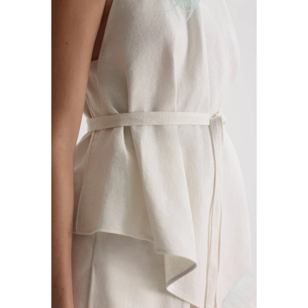 Scanlan Theodore Linen Sleeveless Top in Off White | Tops | Coveti