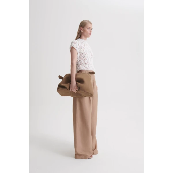 Scanlan Theodore Linen Textured Soft Trouser in Camel