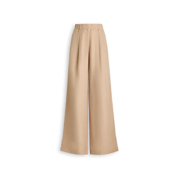 Linen Textured Soft Trouser in Camel