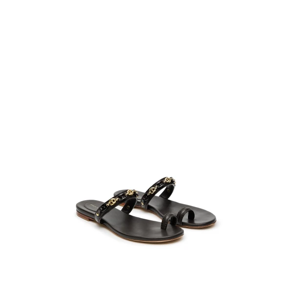 Scanlan Theodore Marine Link Chain Flat Sandal in Chocolate | Sandals | Coveti