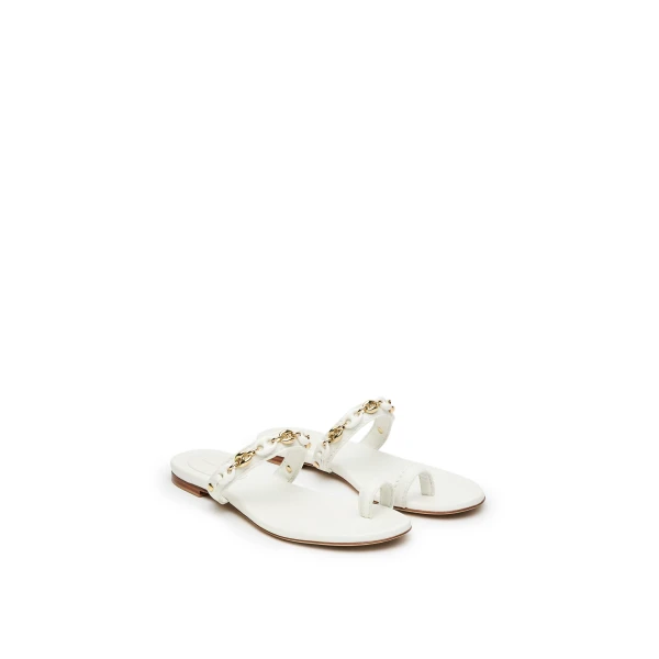 Scanlan Theodore Marine Link Chain Flat Sandal in White | Sandals | Coveti