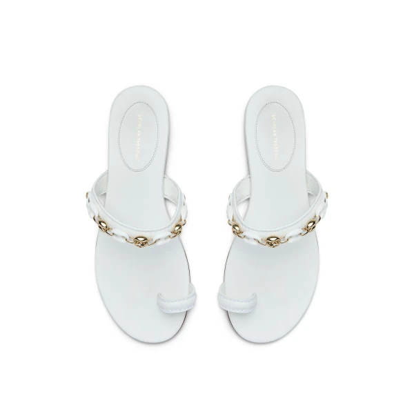 Scanlan Theodore Marine Link Chain Flat Sandal in White | Sandals | Coveti