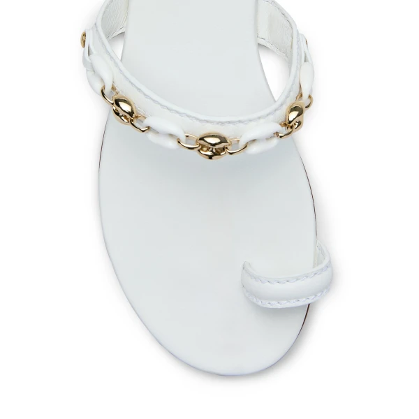 Scanlan Theodore Marine Link Chain Flat Sandal in White | Sandals | Coveti