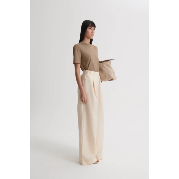Scanlan Theodore Mercerised Shoulder Pad Tee in Sandstone | Tops | Coveti