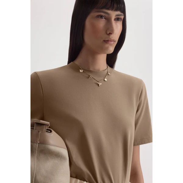 Scanlan Theodore Mercerised Shoulder Pad Tee in Sandstone | Tops | Coveti