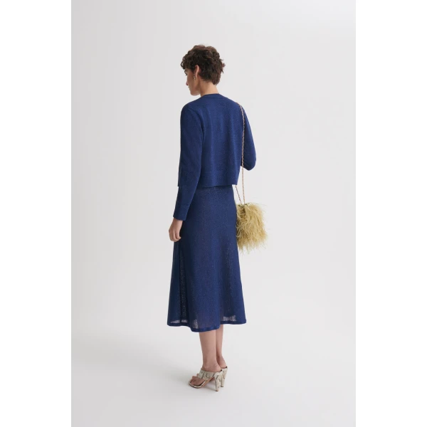 Scanlan Theodore Metallic Knit Cardigan in Marine