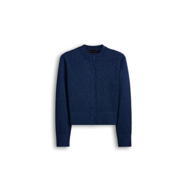 Metallic Knit Cardigan in Marine